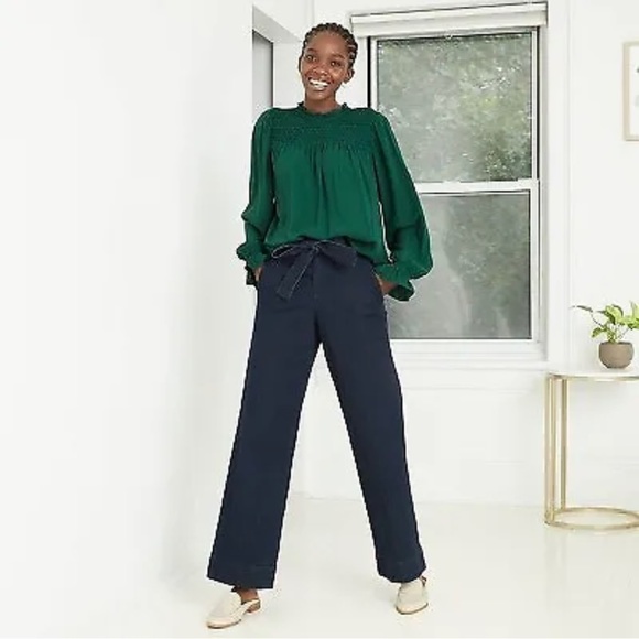 A New Day Target Green Smocked Blouse Size XS Extra Small NEW - Picture 7 of 7